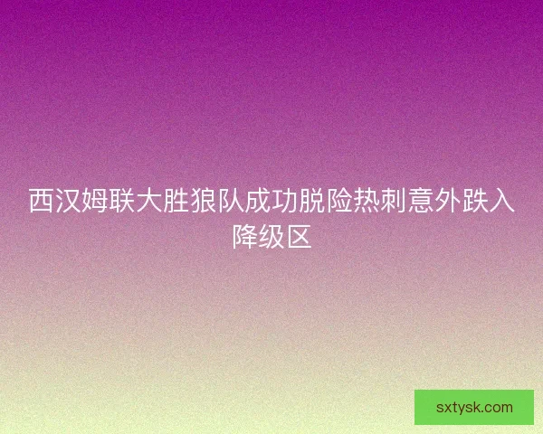 西汉姆联大胜狼队成功脱险热刺意外跌入降级区